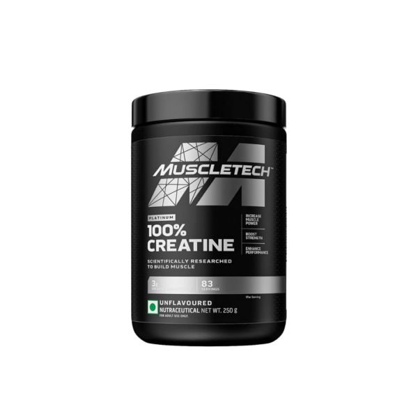 Muscletech Platinum 100% Creatine Powder (Unflavoured - 250 Gram, 83 Serves), Scientifically Researched to Build Muscle - Increase Muscle Power, Boost Strength & Enhance Performance