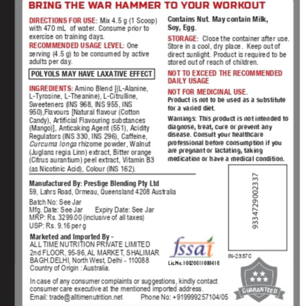 War Hammer Black Ops Pre-Workout - Image 2